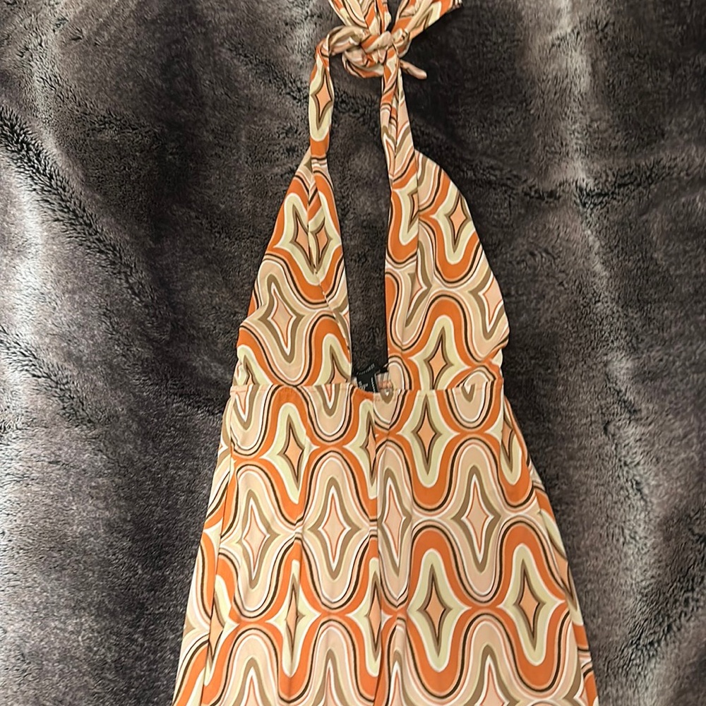 High rise Orange Flowy Jumper (backless)